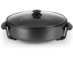 Multicooker - Roestvrij Staal - Ø 40 cm - Elektrische Pan met Thermostaat en Glazen Deksel - Voor Gezellig Koken en Bakken