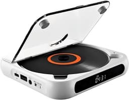 Draagbare cd-speler met Bluetooth –Draagbare Bluetooth-cd-speler met USB-C-snelladen – Ultradun en compact – Ondersteunt MP3/WMA-formaten – voor onderweg – thuis en op de camping - Wit — thumbnail 1