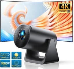 Mini Beamer - Projector - Digitale Projector - Draagbaar - Wi-Fi 6 en Bluetooth 5.2 - Android 11 Systeem - Ingebouwde Luidspreker - Compatibel met HDMI - Voeding - USB- EU Stekker Type - 300 ANSI - 29W - Zwart — thumbnail 1
