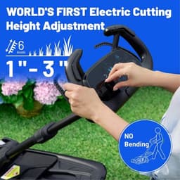Grasmaaier – Elektrische Maaier – Zelfrijdende Grasmaaier – Accu Grasmaaier – Mulchmaaier – 43 cm Maaibreedte – 2 x 20V Accu’s, 6 Elektrische Maaihoogtes — thumbnail 3