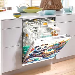 Magneet Vaatwasserhoes - Keuken Decor - Keuken Opfrissen - Universele Compatibiliteit - 53 x 66 Inch - Chinese Panda — thumbnail 4