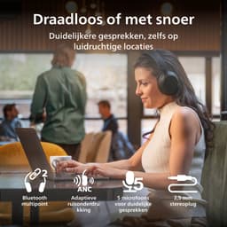 PHILIPS TAH6000BK over-ear draadloze hoofdtelefoon & adaptieve ruisonderdrukking, 80 uur afspeeltijd, Dynamic Bass, 40 mm drivers, Bluetooth 6.0, Multipoint, gesprekken met 5 microfoons, zwart — thumbnail 5