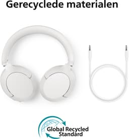 PHILIPS TAH6000WT over-ear draadloze hoofdtelefoon met adaptieve ruisonderdrukking, 80 uur afspeeltijd, Dynamic Bass, 40 mm drivers, Bluetooth 6.0, multipoint, gesprekken met 5-microfoons, wit — thumbnail 3