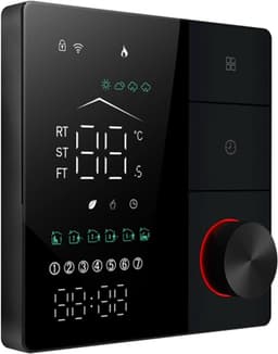 Slimme Thermostaat - Vloerverwarming Controle - Comfort Binnenklimaat - AI Leren Programmering - 88x88mm - Zwart Wit — thumbnail 3