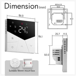 Slimme Thermostaat - Temperatuurregelaar Huis - Vloerverwarming Regelen - Programmeerbaar Schema - 5-45 Graden - Wit — thumbnail 5