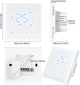 Slimme Thermostaat - Temperatuurregelaar WiFi - Comfort Verwarmen - Wekelijks Programmeerbaar - 3.39 x 3.39 Inch - Wit — thumbnail 1