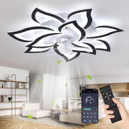 Plafondventilator met verlichting – Dimbare LED – Stil – 6 snelheden – Afstandsbediening – 58 cm zwart — thumbnail 1