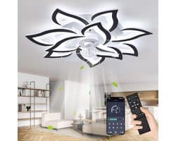 Plafondventilator met verlichting – Dimbare LED – Stil – 6 snelheden – Afstandsbediening – 58 cm zwart