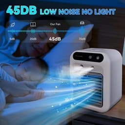 Draagbare airconditioning, persoonlijke verdampingsluchtkoeler, 2 snelheden, 2 koele nevels, kleine airconditioningsventilator, desktopkoelventilator, draagbare AC voor kamer, kantoor, bureau — thumbnail 2