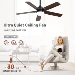 Plafondventilator met Lamp 107 cm – Stil & Dimbaar – Afstandsbediening – 6 Snelheden Zwart — thumbnail 5