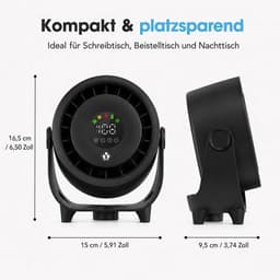 USB-luchtbevochtiger met ventilator, 4000mAh-batterij, 100 instelbare snelheden, LED-display, stille werking op bureau of aan de muur, Geschikt voor kantoren en slaapkamers. — thumbnail 2