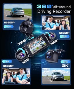SnelShoppen - 4-Kanaals 2K Dashcam met WiFi, 360° Bescherming, Nachtzicht, 3 Inch IPS Display, G-Sensor, Ideaal voor Auto, VTC, Rijschool, Gezinsreize — thumbnail 2