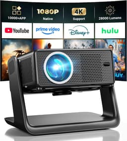 SnelShoppen - 4K Wi-Fi Bluetooth Projector met Netflix/YouTube/Prime Video, 360° Rotatie, 180° Verstelbaar, Ideaal voor Feest, Camping, Thuisbioscoop — thumbnail 1