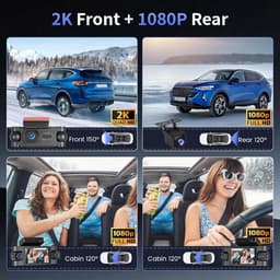 SnelShoppen - 4-Kanaals Dashcam met WiFi, 2K Voor en 1080P Achter, 360° Beveiligingscamera voor Auto met 64GB Kaart, G-Sensor, Nachtzicht, Parkeerbewa — thumbnail 2