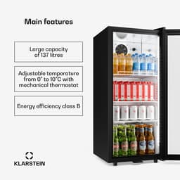 Klarstein GrandCooler professionele drankenkoelkast 137 l – Drankenkoeling, ledverlichting (wit/blauw), regelbare temperatuur van 0 tot 10 °C, 3 schappen — thumbnail 5