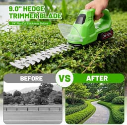 SnelShoppen - 2-in-1 Accu Heggenschaaf en Grasmaaier 21 V Borstelloos met 2 Accu's en Oplader, Elektrische Hegefrees met 2 Bladen (32 cm Heggenmes + 1 — thumbnail 4