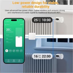 Radiator Thermostaat - Slimme Kraan - Energie Besparen - App Bediening - ±1 Graad Nauwkeurig - Wit — thumbnail 5