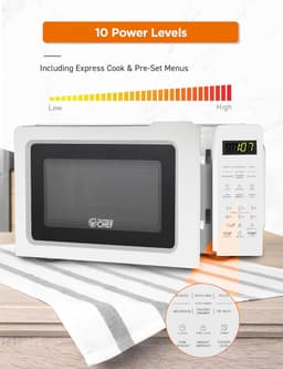 Magnetron met Kookplaat - Compacte Oven - Snel Eten Bereiden - Digitale Timer - 0.7 CU - Wit — thumbnail 5