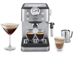 De'Longhi Classic EM450.M – Pistonmachine - Handmatige Espresso & Cappuccino - Volledig RVS Behuizing - Zilver