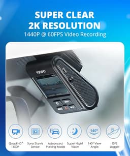 Thijox - A119 V3 Dashcam 2K, GPS, True HDR, 2560x1660P Quad HD+, Ultra Heldere Nachtvisie, 140 Graad Groothoek, Bewegingsdetectie, G-Sensor, Time Laps — thumbnail 5