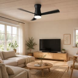 Plafondventilator met Licht 132 cm Zwart, Stille DC Motor, LED Verlichting, Afstandsbediening & Omkeerbare Functie — thumbnail 1