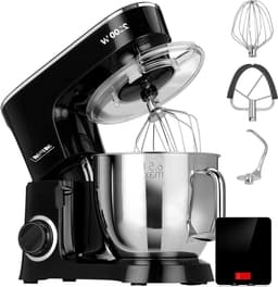 Keukenmachine met Weegschaal - Bakmixer Robot - Deeg Kneden - Planetair Systeem - 6.5 Liter Kom - Zwart RVS — thumbnail 1