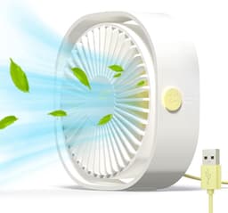 Mini USB-ventilator, draagbare ventilator, stille ventilator, bureauventilator met 3 instelbare snelheden, USB-voeding, voor thuis en op kantoor (wit) — thumbnail 1