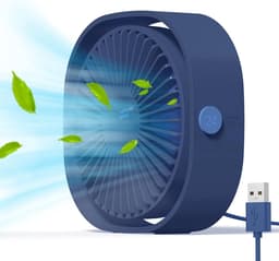 Mini USB-ventilator, draagbare en stille bureauventilator met 3 instelbare snelheden, USB-voeding, voor thuis en op kantoor (blauw) — thumbnail 1