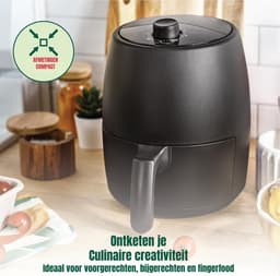 QORA® Mini airfryer - Airfryer - Airfryer klein - Zwart - 22cm x 28cm x 27cm — thumbnail 3
