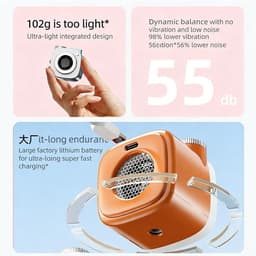 Draagbare mini-ventilator, hand- en nekventilator met 199 snelheden turbokoeling, compact lichtgewicht ontwerp, ideaal voor gebruik buitenshuis, kantoor en bureau — thumbnail 2