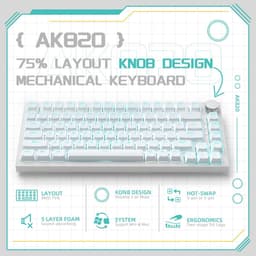 Ajazz AK820 – Mechanisch Toetsenbord 75% – Bedraad USB-C Gaming Keyboard – Hot Swap – Compact QWERTY – 82 Keys – Wit — thumbnail 3