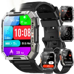 Militair Smartwatch Heren - W60 - Sporthorloge - Beantwoorden | Bellen - Buitensportsmartwatch Met Zaklamp - 100 Dagen Batterij | Kompas | Hartslag | SpO2 | Slaapmonitor - Fitnesstracker voor iOS/ Android -Zwart — thumbnail 1