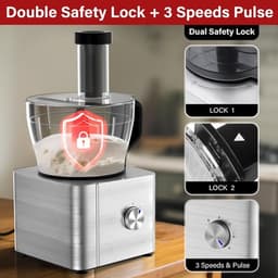 SnelShoppen - Multifunctionele Food Processor 1100W, 3.2L Mengkom, Keukenmachine Voor Koken, Hakken, Kneed, Mixen en Malen, Zilver — thumbnail 5