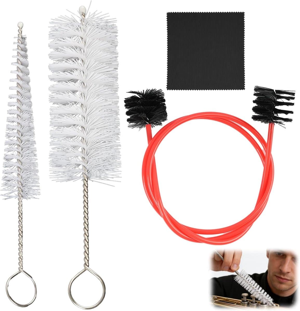 Trumpet reinigingsset met borstels - flexibele doek - complete set voor trompet en trombone - ShopVlot — afbeelding 1