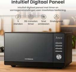 Digitale Magnetron - Oven met grill - Snel maaltijden bereiden - Automatische programma's - 25 liter inhoud - Zwart — thumbnail 4