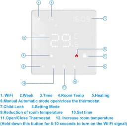 Slimme Thermostaat - Vloerverwarming Regelaar - Comfort Thuis - App & Spraakbesturing - 100-240V - Wit — thumbnail 5