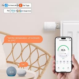 Slimme Radiatorthermostaat - Verwarming Controle - Energie Besparen - App Bediening - M30 x 1.5 mm - Wit — thumbnail 3
