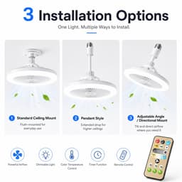 Plafondlamp Met Ventilator - E27 Ventilator Met Verlichting - Plafondventilator - LED Ventilatorlamp - Drie Lichtstanden - Traploos Dimbaar - Ventilator Met Afstandsbediening - Grijs — thumbnail 3