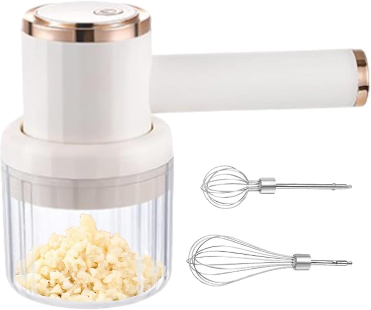 Elektrische Knoflookmolen - Uienhakker Keukenmachine - Snel Ingrediënten Hakken - USB Oplaadbaar - 95 x 20 x 95 cm - Wit — afbeelding 1