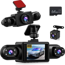 SnelShoppen - 4-kanaals Dashcam voor en Achter - 360 Graden Autocamera met 2 Inch Display, IR Nachtzicht, Loopopname, Bewegingsdetectie + 64 GB TF-kaa — thumbnail 1