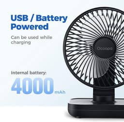 Mini Tafelventilator USB Oplaadbaar 4000mAh - Stil Bureauventilator - 4 Snelheden - Opvouwbaar & Draagbaar Zwart — thumbnail 5