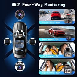 SnelShoppen - 4-kanaals auto dashcam 360° 2K + 1080p voor en achter, WiFi, app, 3-inch scherm, loopopname, nachtzicht, G-sensor, parkeermodus, inclusi — thumbnail 5