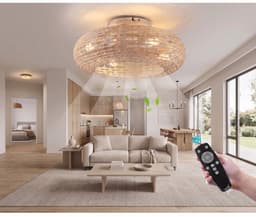 Retro Plafondventilator met Verlichting & Afstandsbediening – Bamboe & Rotan Design [Energieklasse D] — thumbnail 1