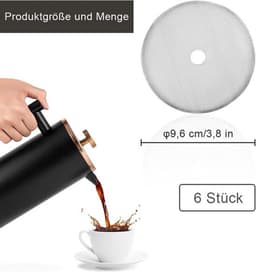 Filterzeef 6 Stuks - Vervangende Filter - French Press Zeef - Roestvrij Staal - Diameter 9,6 cm - Voor Heerlijke Koffie - Koffiefilter — thumbnail 2