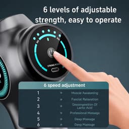 Massage Gun – Draadloos Massageapparaat – 6 Massagekoppen – LED Display – Zwart — thumbnail 3