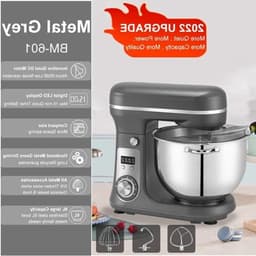 Keukenmixer – Keukenmachine - Keukenrobot - Foodprocessor - 6L - 2000W - Krachtige & Stille Motor – 6 Snelheden – Met Roestvrijstalen Kom – Metal Gray — thumbnail 4