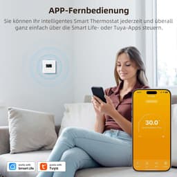 Slimme thermostaat - Kamerthermostaat vloerverwarming - Energie besparen - App en spraakbesturing - 55 mm standaard - Wit — thumbnail 3