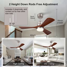 HAUSS SPOLE Ventilator – 107 Cm – Met Verlichting En Afstandsbediening – Metaal En Massief Hout – Nikkel – Binnen En Buiten — thumbnail 4