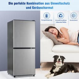 Koelkast 106 liter zilver roestvrij staal deur zwart lichaam koel vrieskast voor thuis keuken kantoor — thumbnail 3