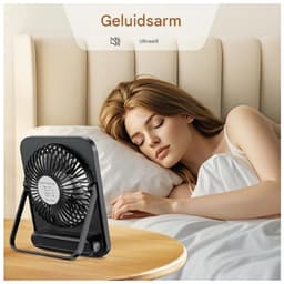 GELLDG Tafelventilator - Mini Ventilateur USB - 165x132x38mm - Licht en Compact, 180° Draaibare Stand - Geschikt voor Bureau, Thuis en Camping - Plastic - Zwart — thumbnail 2